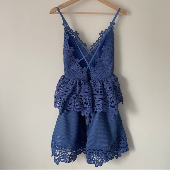 NWT Self-Portrait | Guipure Lace Peplum Dress - Picture 13 of 15